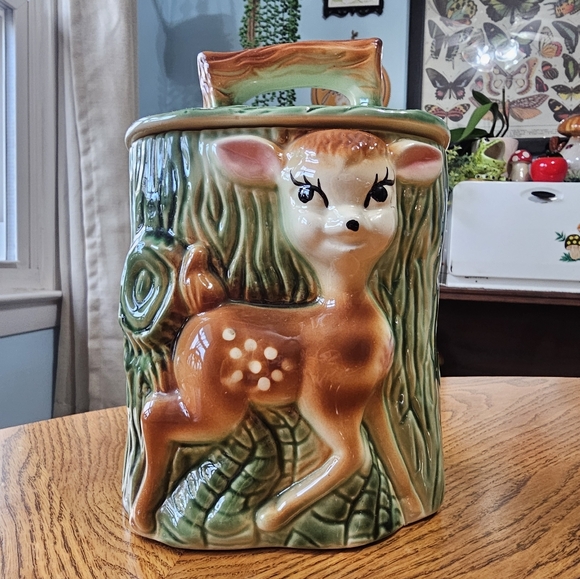 Other - RARE Retro Mark Ungemach Deer Fawn Cookie Jar Canister USA Ceramic Pottery Bambi